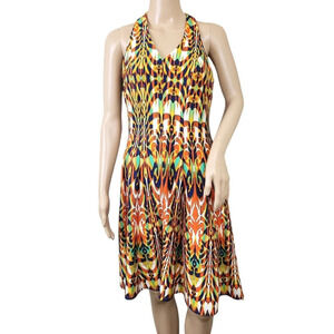 Gabby Skye Multicolor Sleeveless Keyhole Orange Blue Green Dress